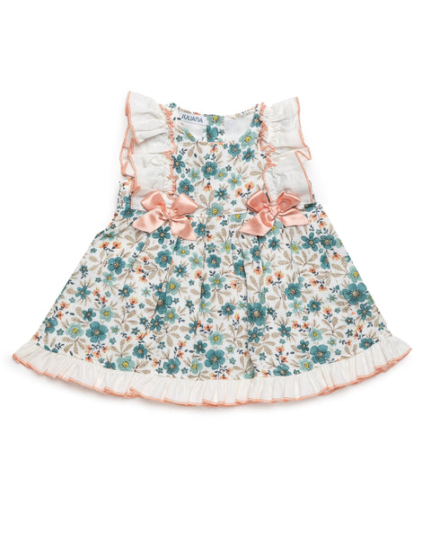 GIRLS GREEN FLOWERS DRESS