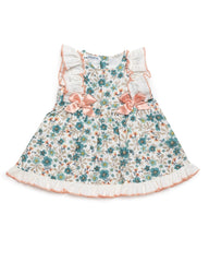 GIRLS GREEN FLOWERS DRESS