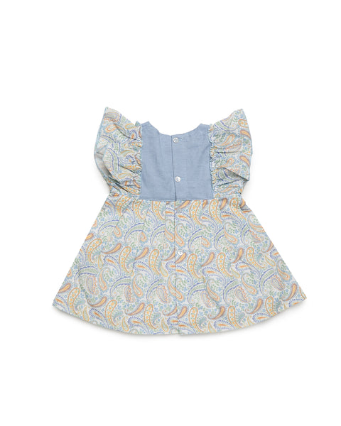 GIRLS PAISLEY BLUE DRESS
