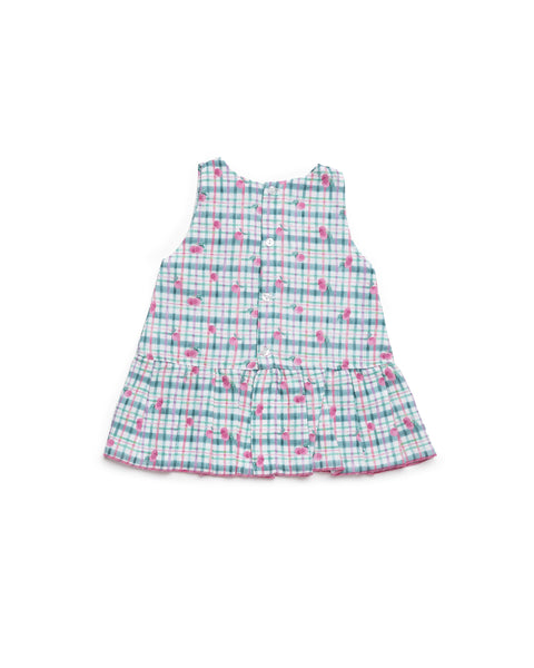 GIRLS PINK FRUITS AND BOWS LOW CUT DRESS