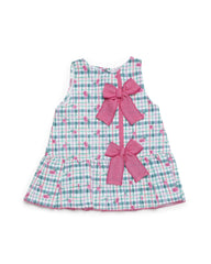 GIRLS PINK FRUITS AND BOWS LOW CUT DRESS