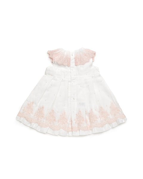 GIRLS WHITE PINK LACE DRESS