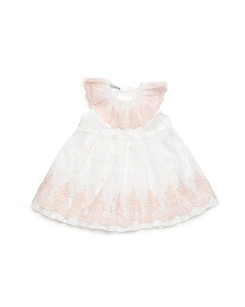 GIRLS WHITE PINK LACE DRESS