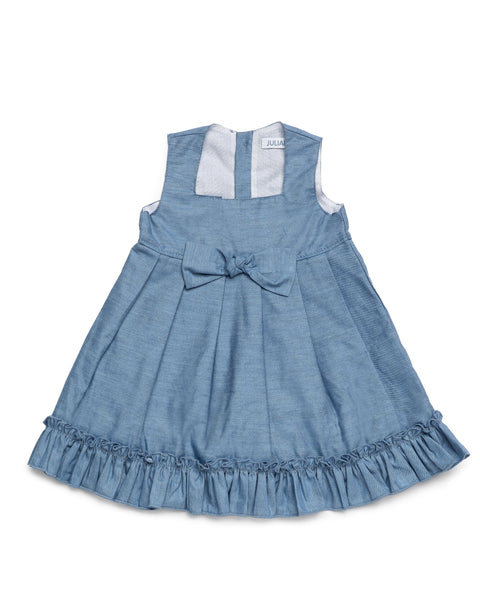 GIRLS DENIM WITH A BOW DRESS