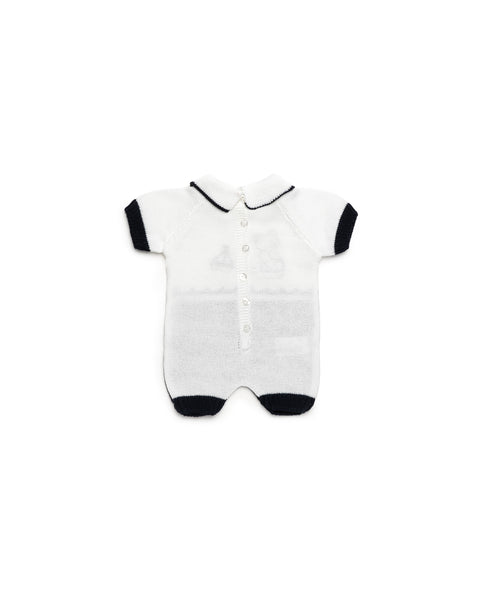 BOYS BEAR BOAT KNITTED ROMPER