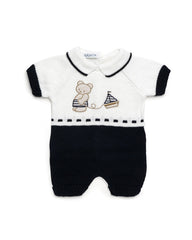 BOYS BEAR BOAT KNITTED ROMPER