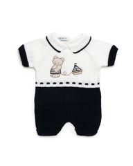 BOYS BEAR BOAT KNITTED ROMPER