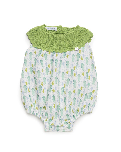 BOYS SEAHORSES KNITTED ROMPER
