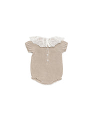 GIRLS LACER COLLAR KNITTED ROMPER
