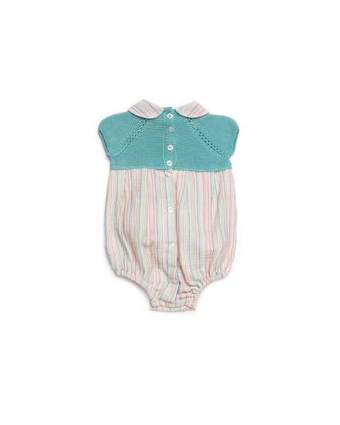 BABY COLORED STRIPED AND KNITTED ROMPER