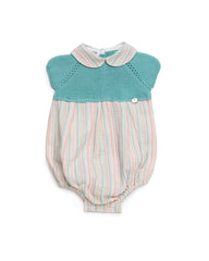 BABY COLORED STRIPED AND KNITTED ROMPER