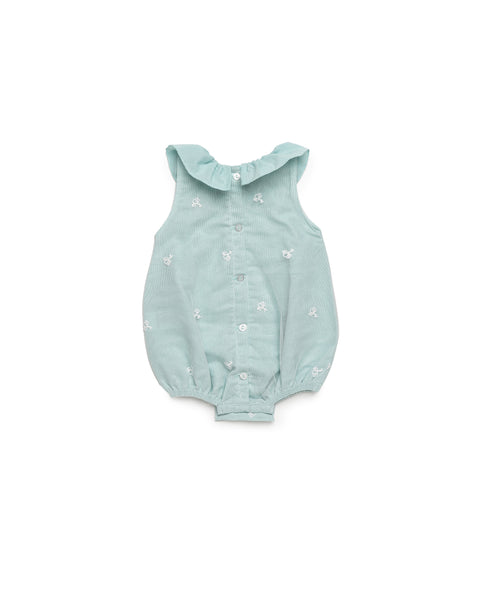 GIRLS LACE WITH COLLAR GREEN ROMPER