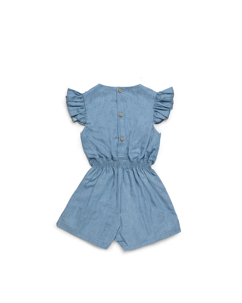 GIRLS DENIM SHORT JUMPSUIT