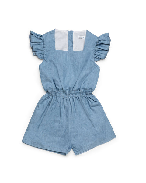 GIRLS DENIM SHORT JUMPSUIT