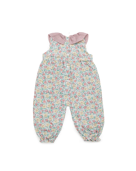 GIRLS FLORAL RUFFLE COLLAR JUMPSUIT