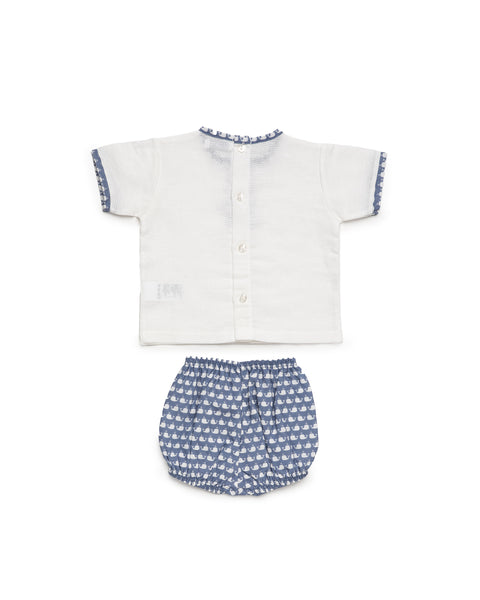 BOYS WHALES  SHORT AND SHIRT 2P SET