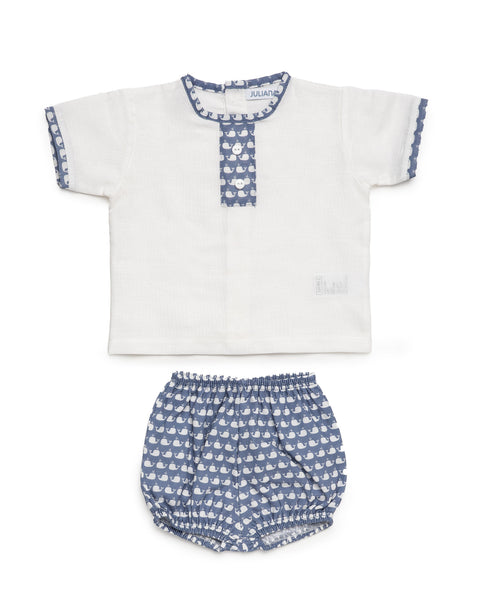 BOYS WHALES  SHORT AND SHIRT 2P SET