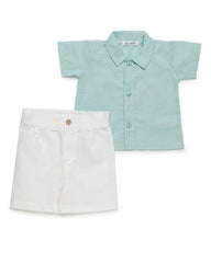 BOYS CLASSIC SHORT AND GREEN SHIRT 2P SET