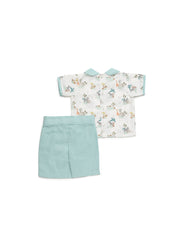 BOYS SAFARI SHIRT WITH COLLAR  AND CLASSIC SHORT 2P SET