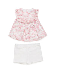 GIRLS CHERRY BLOSSOM BLOUSE AND SHORT 2P SET