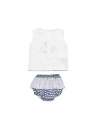 GIRLS WHALE SHIRT AND WHALES BLOOMER 2P SET