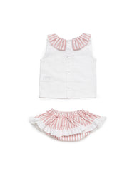 GIRLS STRIPED RUFFLE BLOOMER AND BLOUSE 2P SET