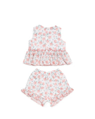 GIRLS PINK FLORAL BLOUSE AND SHORT 2P SET