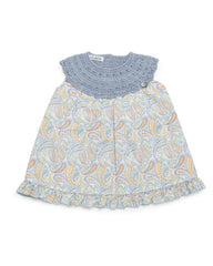 GIRLS PAISLEY AND KNITTED DRESS