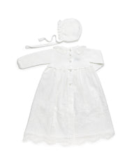 BABY KNITTED WITH LACE GOWN 2P SET