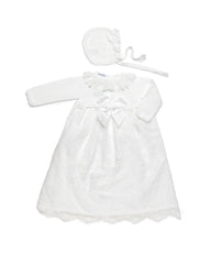BABY KNITTED WITH LACE GOWN 2P SET