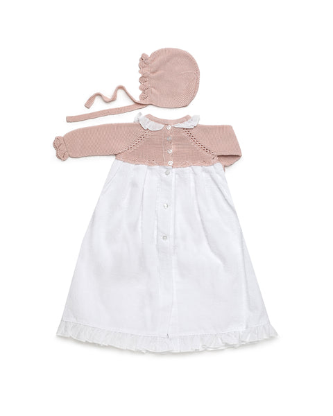BABY KNITTED PLUMETI GOWN 2P SET