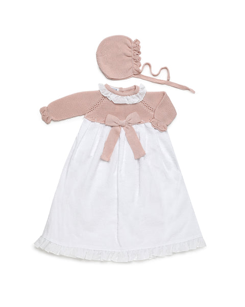 BABY KNITTED PLUMETI GOWN 2P SET