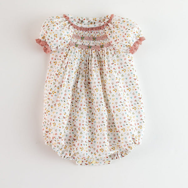 BABY GIRL FLORAL SMOCKED ROMPER