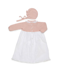 DUSTY PINK BABY KNITTED PLUMETI GOWN 2P SET