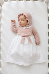 DUSTY PINK BABY KNITTED PLUMETI GOWN 2P SET