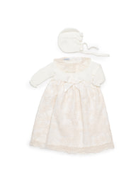 IVORY BABY KNITTED WITH LACE GOWN 2P SET