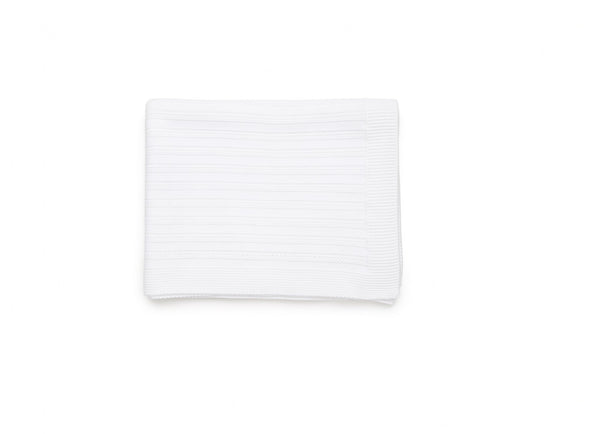 WHITE STRIPED OPEN KNIT BLANKET