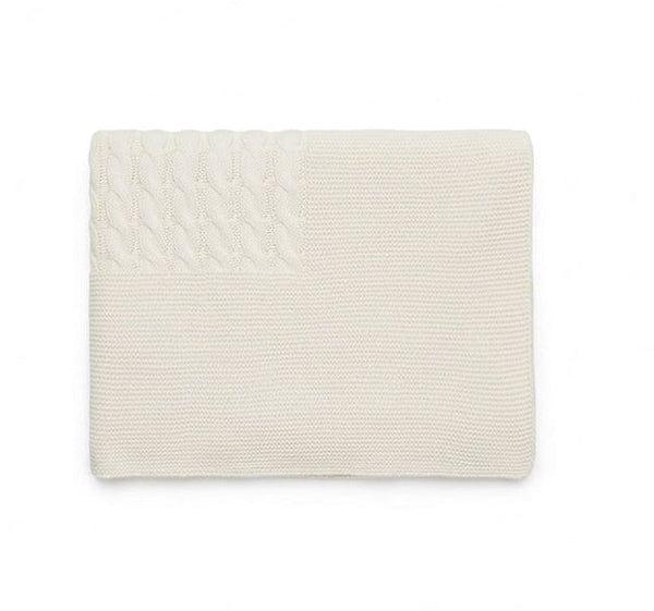 IVORY BRAIDED KNITTED BLANKET