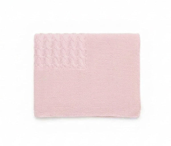 LIGHT PINK BRAIDED KNITTED BLANKET