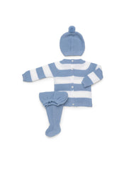 SKY BLUE NEWBORN WHITE STRIPED 3P SET