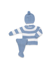 SKY BLUE NEWBORN WHITE STRIPED 3P SET