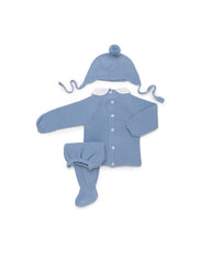 SKY BLUE NEWBORN CENTRAL CABLE AND COLLAR 3P SET