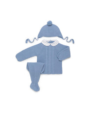 SKY BLUE NEWBORN CENTRAL CABLE AND COLLAR 3P SET