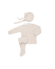 CREAM NEWBORN BOBBLES AND COLLAR 3P SET