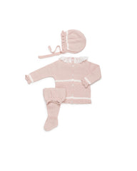 DUSTY PINK NEWBORN DIAMON PATTERN LACE COLLAR 3P SET