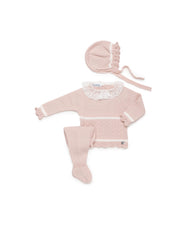 DUSTY PINK NEWBORN DIAMON PATTERN LACE COLLAR 3P SET