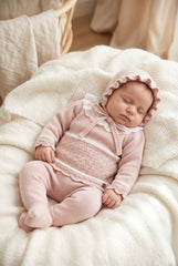 DUSTY PINK NEWBORN DIAMON PATTERN LACE COLLAR 3P SET