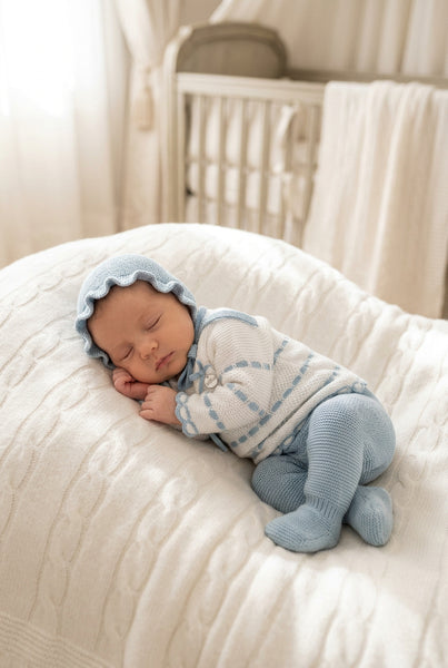 DUSTY BLUE NEWBORN GATHERED DETAILS 3P SET