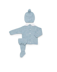 DUSTY BLUE NEWBORN BEAR WITH COLLAR 3P SET