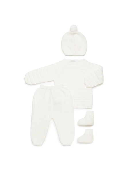 IVORY NEWBORN STRIPES WITH BOOTIES 4P SET